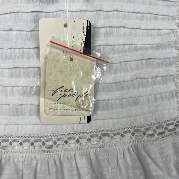 Free People Top Womens Large White Ruffle Cottage Core Baby Doll Boho Y2K NWT - Picture 6 of 14